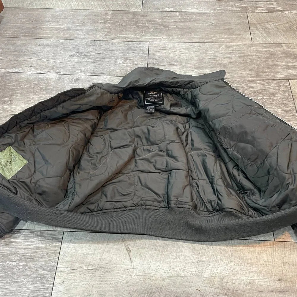 Alpha Industries CWU-45/P Flight Jacket L Olive Green Military Bomber Aviator - Picture 5 of 11